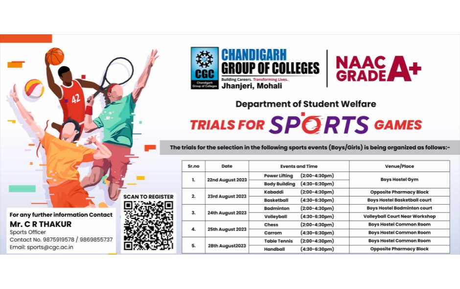 Trials for Sports Games at CGC Jhanjeri's Department of Student Welfare