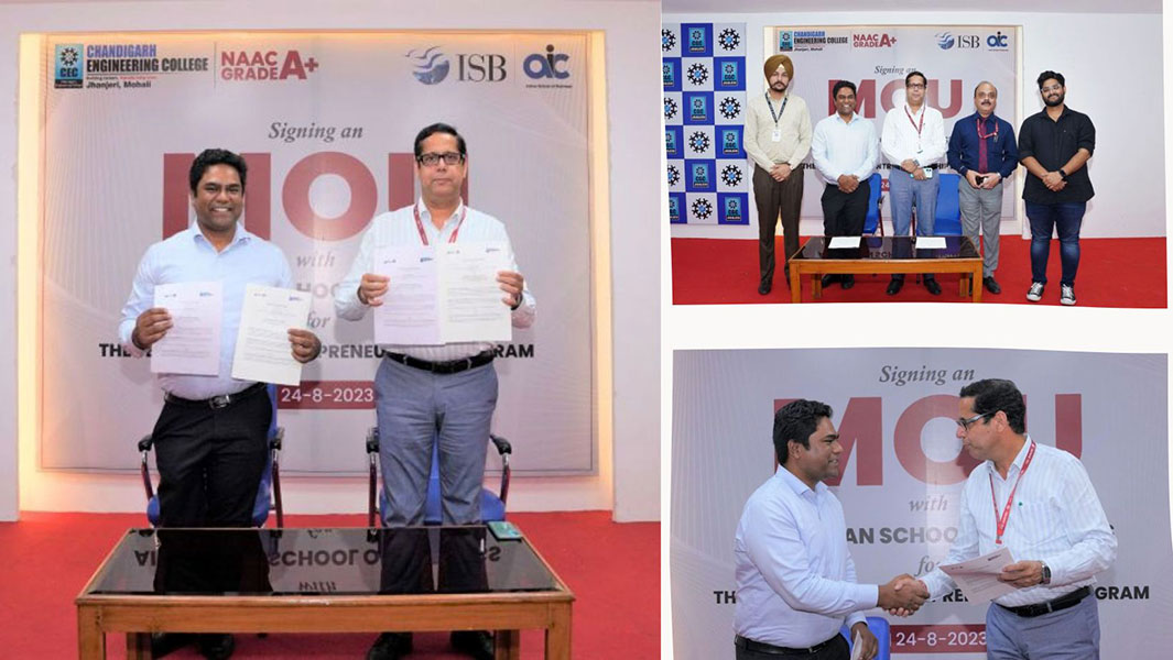 AIC at the Indian School of Business has signed a MoU with Chandigarh School of Business and Chandig